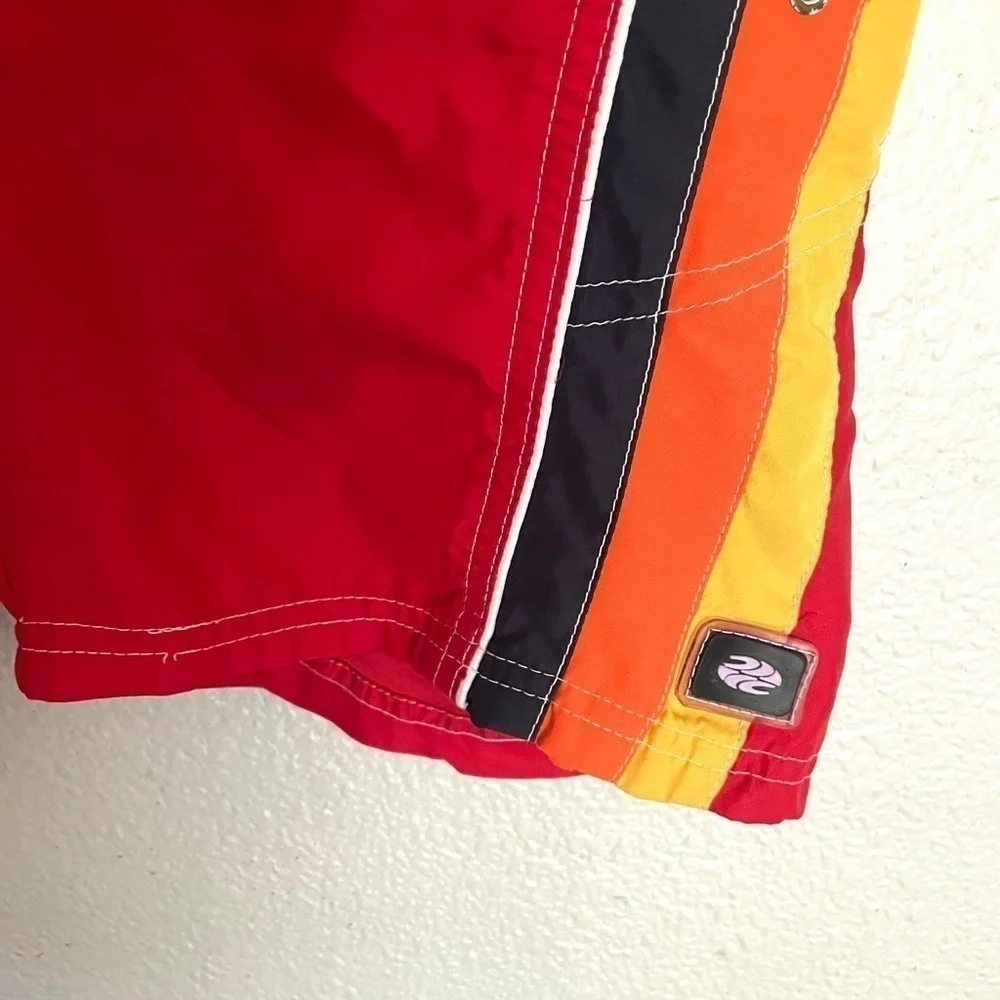 PIPELINE boys retro striped red swim trunks size 7